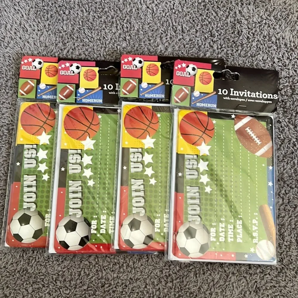 Greenbrier 40 sports party invitations with envelopes included  NEW